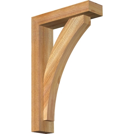 Ekena Millwork Thorton Block Rough Sawn Bracket w/ Offset Brace, Western Red Cedar, 4"W x 14"D x 22"H BKT0402X14X22THR05RWR